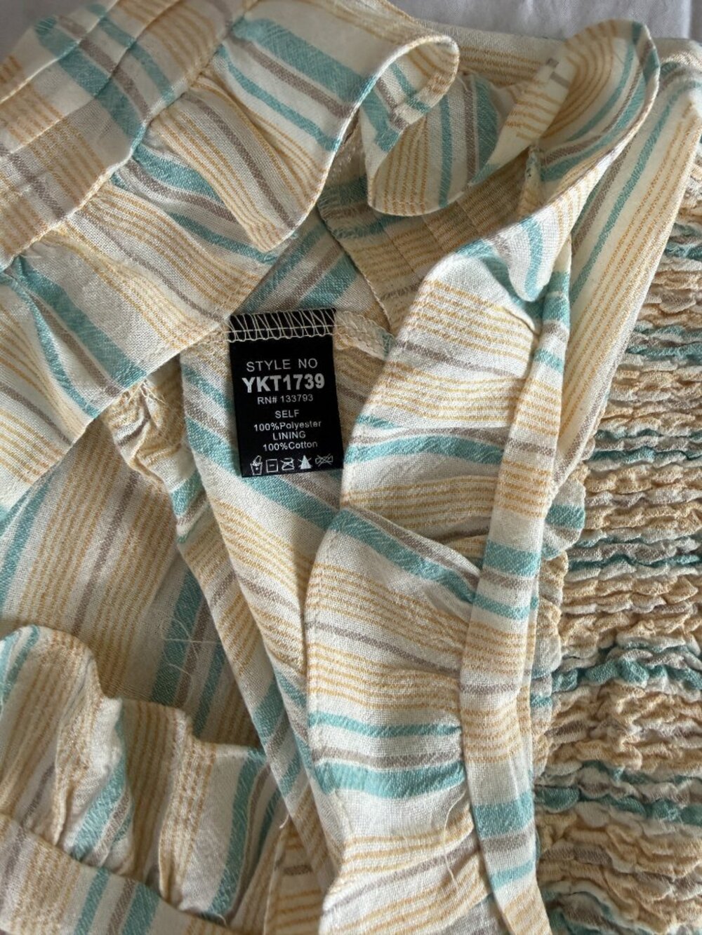 POL Lemon Aqua Boho Striped Ruffle Tank Top Lace Trim Babydoll Sleeveless - Picture 10 of 11